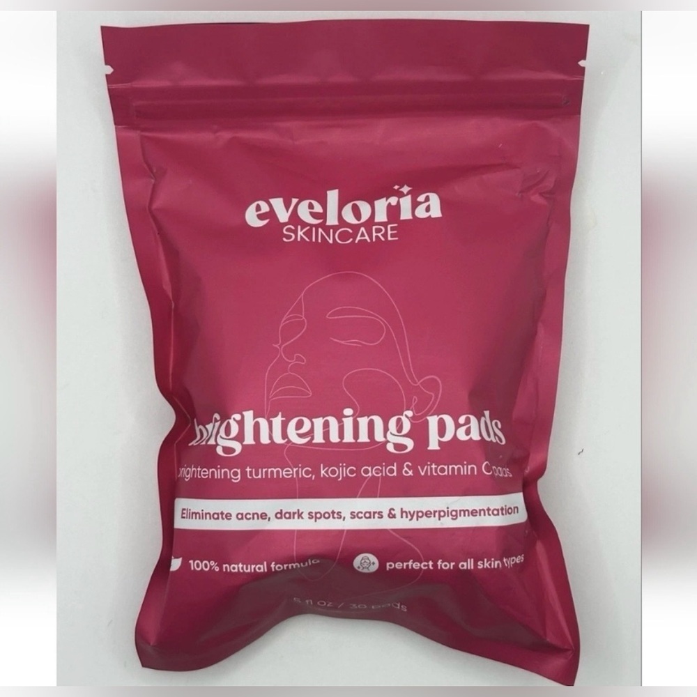 Eveloria Skincare Brightening Pads 30CT Exp. 12/27 Turmeric, Kojic Acid, Vit C